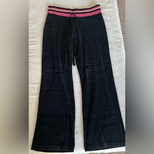 Self Esteem Black Velour Flare Pants with Pink Waistband